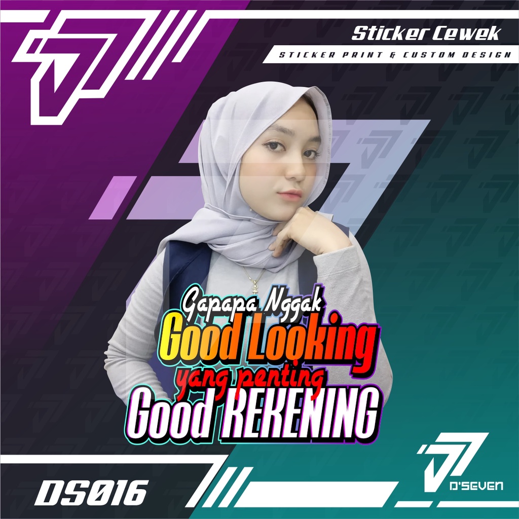 Stiker Foto Cewek Cantik Hijab Vector Custom Bisa Request Foto & Kata-kata - Stiker Mobil / Motor / 