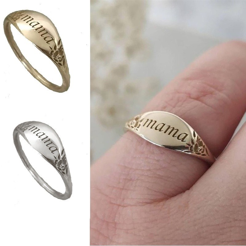 [X C Jewelry] Cincin Bunga Huruf Mama Fashion Sederhana Baru Untuk Pria Dan Wanita