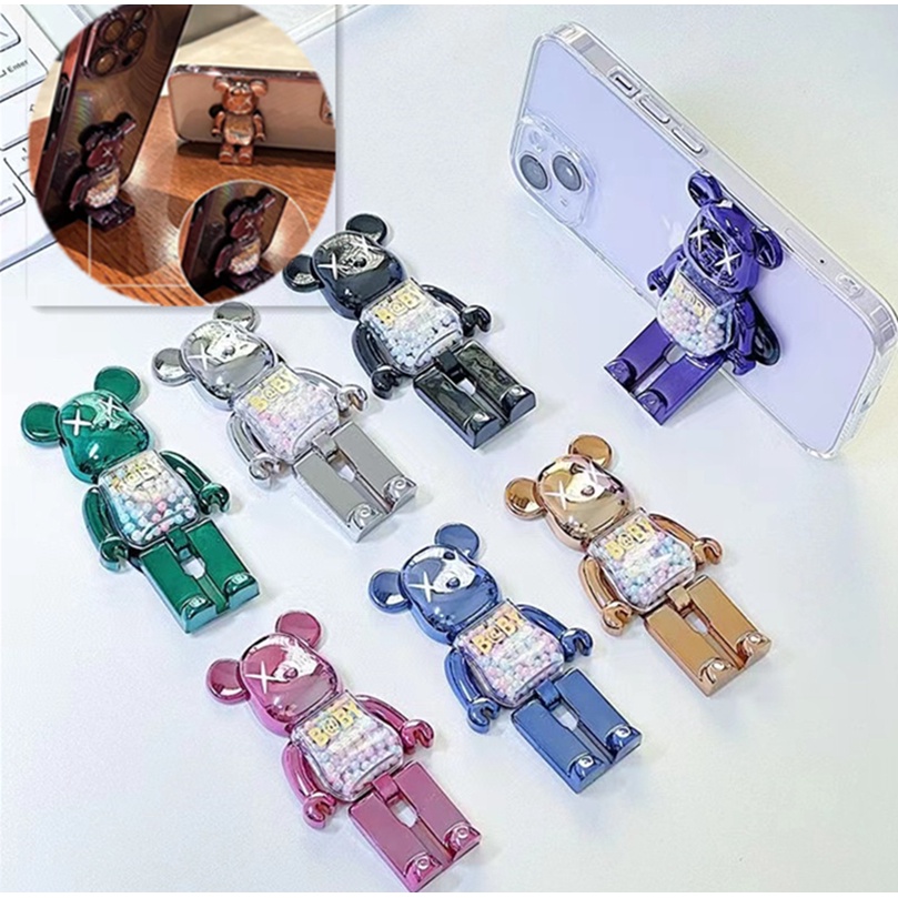 Luxury Electroplated Candy Bear Lipat Holder Tablet Handphone Tiga Dimensi Cocok Untuk IPhone Android Tablet