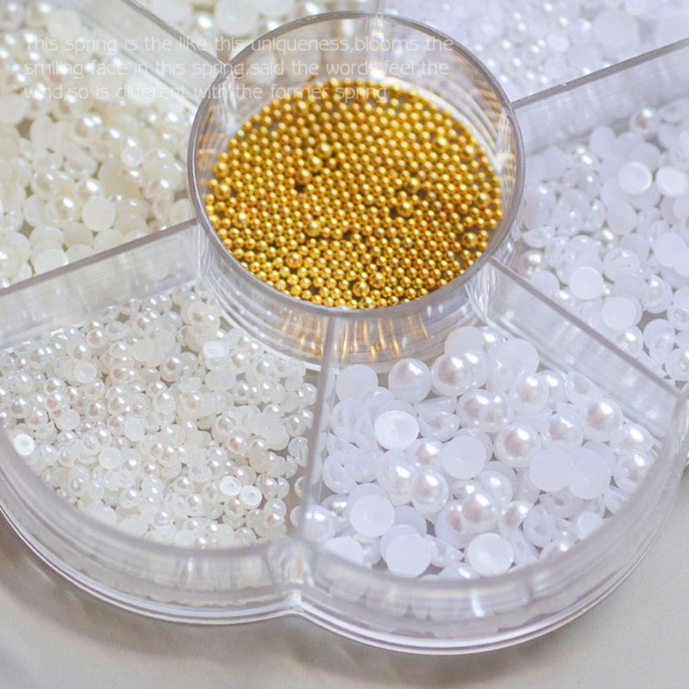 Mxbeauty Nail Art Decals 3D DIY Putih Murni Creamy White Salon Kecantikan Manicure Supply Kuku Mutiara Pesona Berlian Imitasi Ornamen