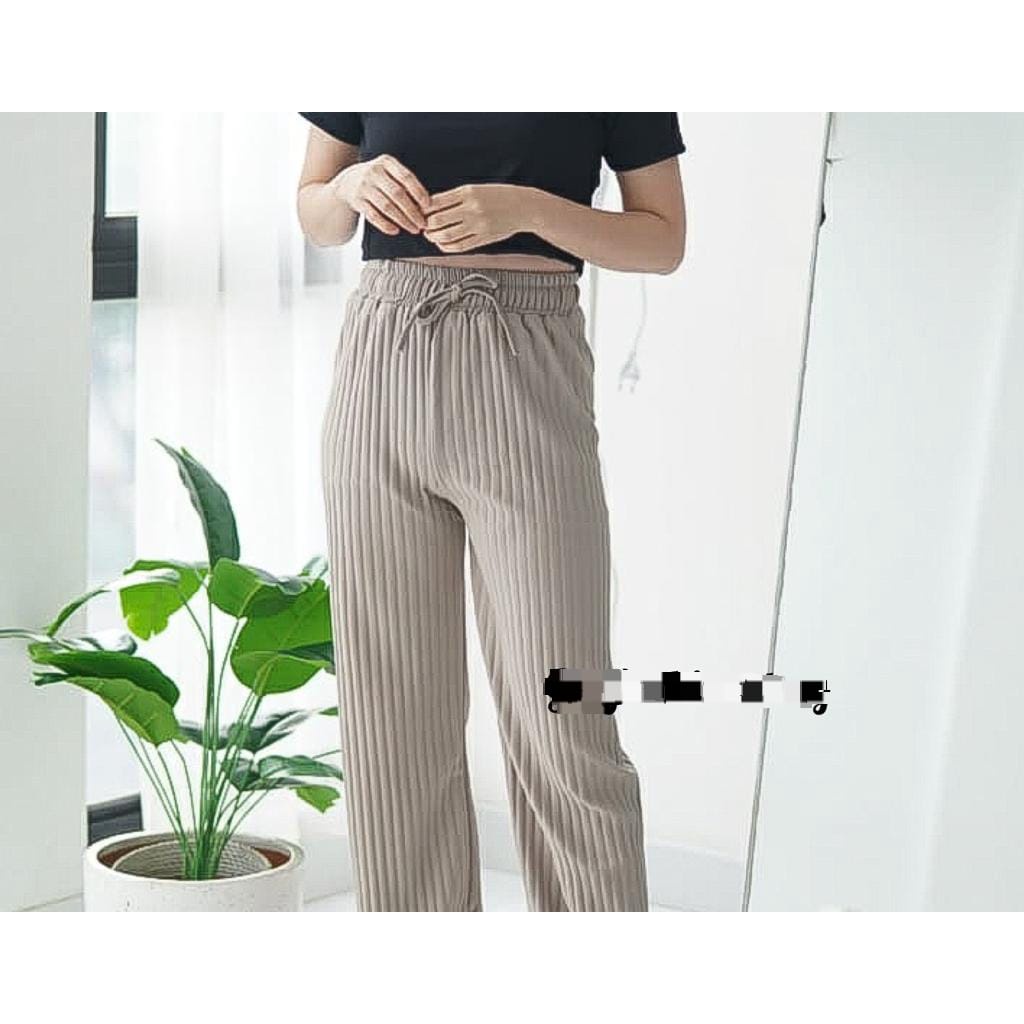BEFAST - ZFS OOTD WANITA CELANA KATTY / HORNET KNIT PANTS / Celana Kulot Korean Style / Kulot Panjang Polos Formal / Fashion Kekinian Remaja ABG / Outfit Daily Wanita Kerja Casual / Celana Kulot Bahan RIB Terlaris