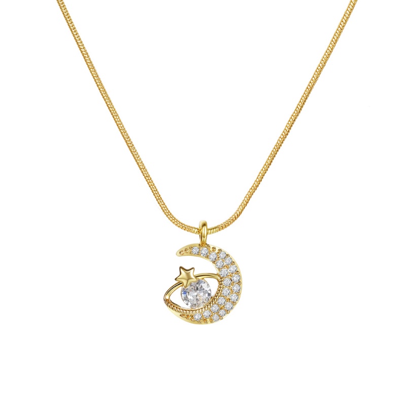 Kalung Liontin Hitagi Emas 18K Untuk Wanita Star Moon Planet Hypoallergenic Aksesorisn-22091