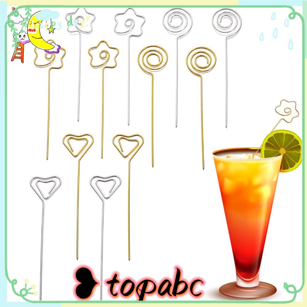 Top 2PCS Cocktail Picks Reusable Heart Garnish Hiasan Meja Buah Tusuk Gigi