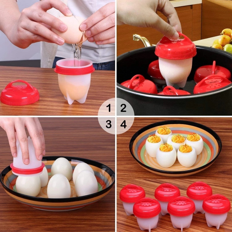 Egg Boiler Silikon Food Grade Egg Cooker/Cetakan Cangkir Telur Rebus Anti Lengket Gadget Dapur Baking Aksesoris