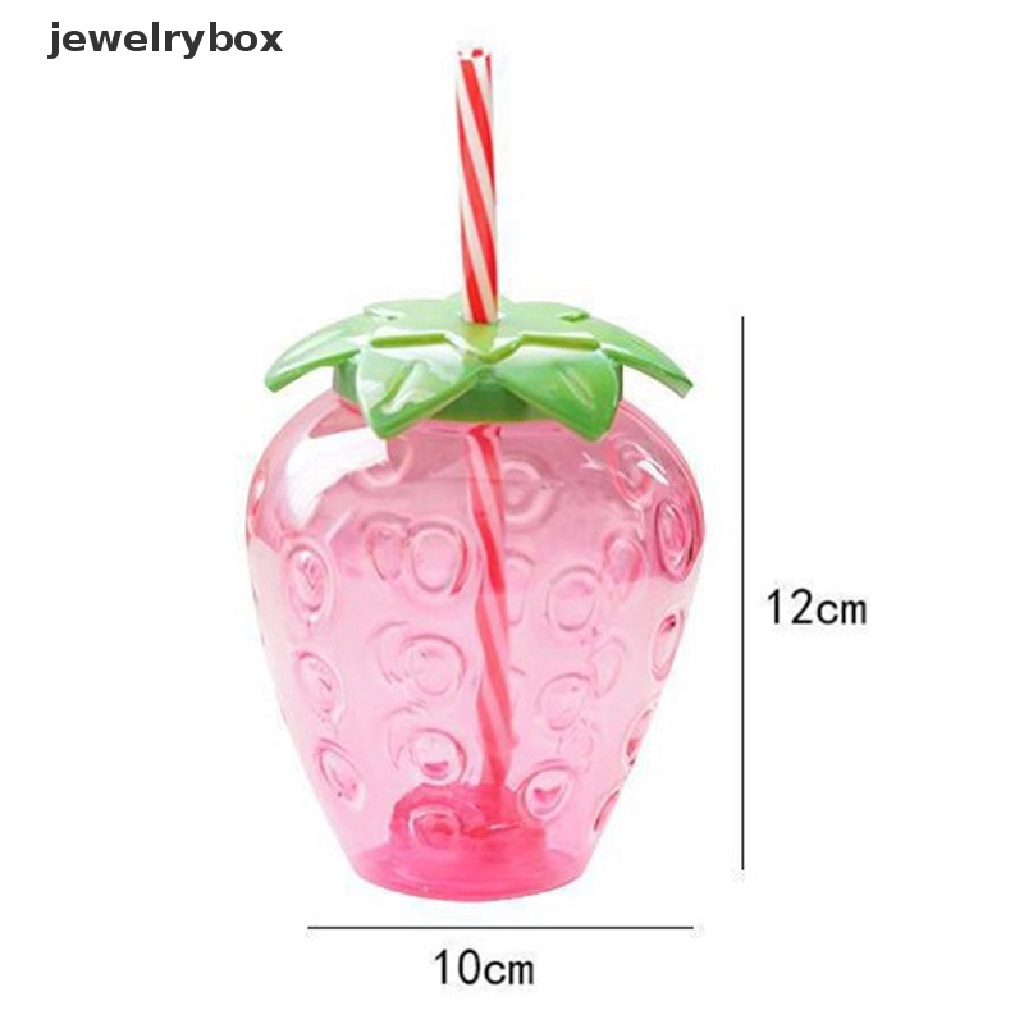 [jewelrybox] 500ml Musim Panas Lucu Strawberry Straw Water Bottle Milk Coffee Straw Cup Untuk Butik Rumah