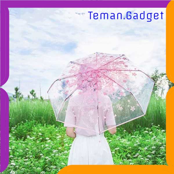 TG - ART Yesello Payung Lipat Jepang Motif Transparan Cherry Blossom - E023