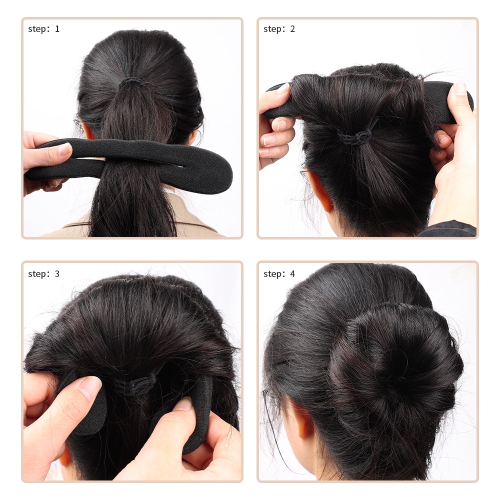 Women Hair Scrunchies Twist Donut Bun Curler DIY Donut Sanggul Alat Styling Rambut Magic Hair Bun Maker Ladies Simple Sponge Wrap Hair Band Fashion Styling Hair Band