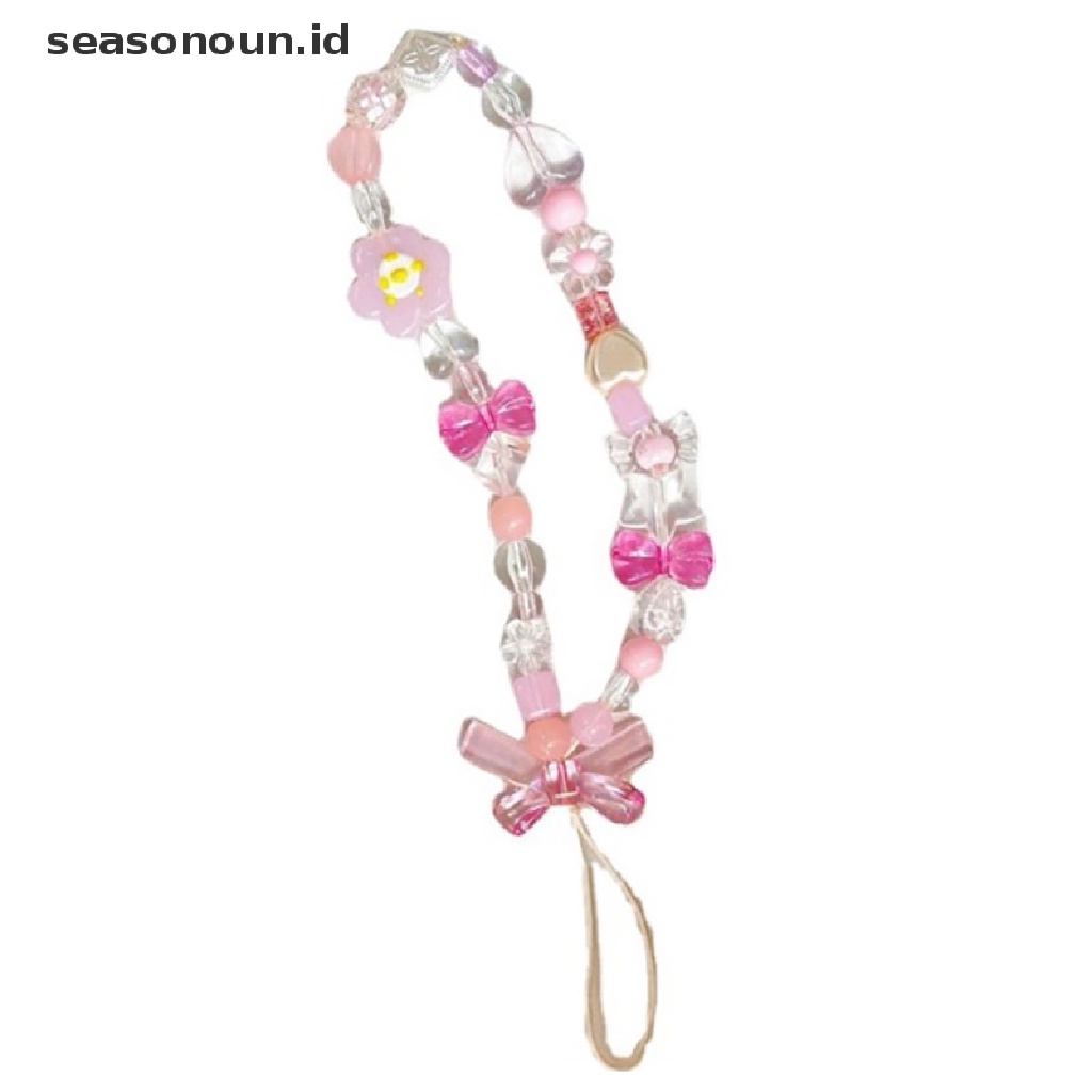 Seasonoun Kreatif Geometris Bunga Busur-Simpul Bentuk Hati Rantai Ponsel Lanyard Fashion Ponsel Dekorasi Pesona Wanita Gadis Perhiasan.