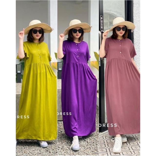 MONNA HOME DRESS DASTER LONG PANJANG POLOS KATUN RAYON TWILL BUSUI JUMBO BAJU HAMIL MENYUSUI