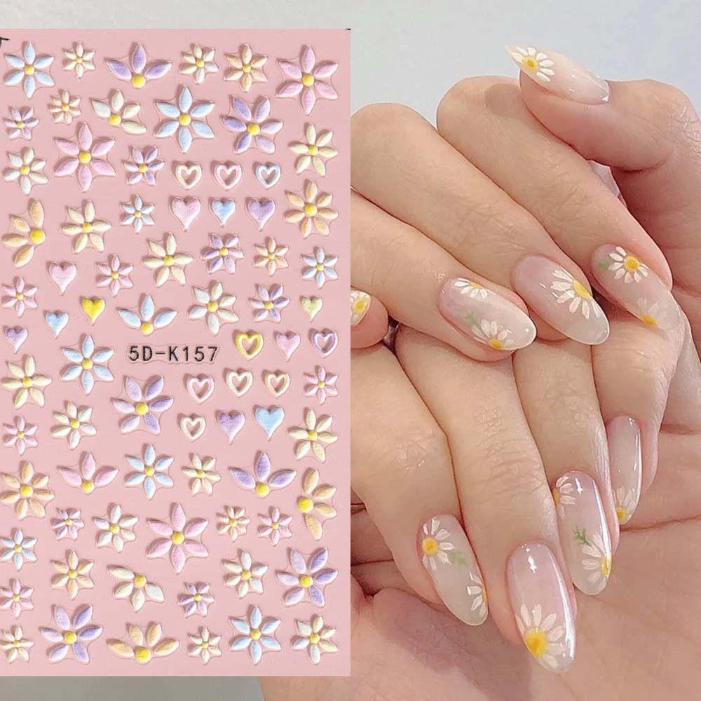 Mxbeauty Bunga Stiker Kuku Wanita Fashion Love Hati|Hiasan Kuku Daisy