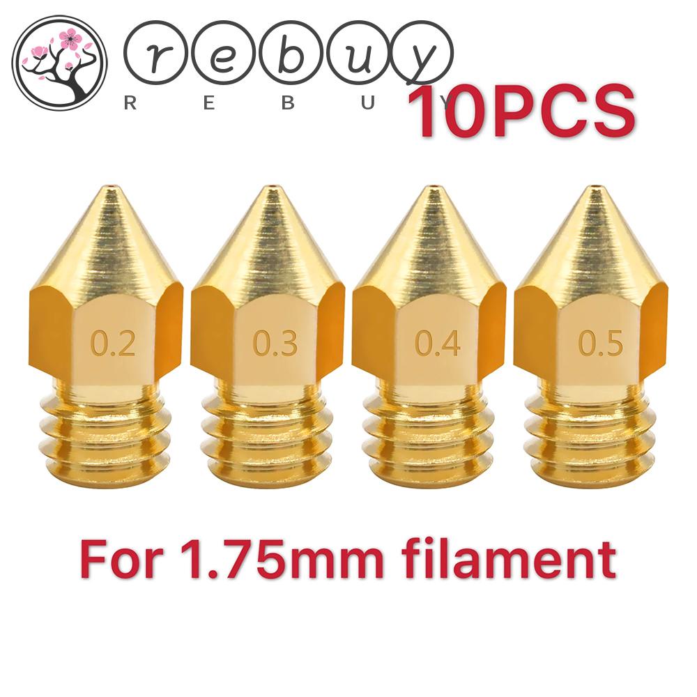 Rebuy MK8 Nozzle Kuningan 0.6mm 0.3mm Filamen Ulir CR10S Tembaga Ender-3 0.2mm Nozzle Print Head