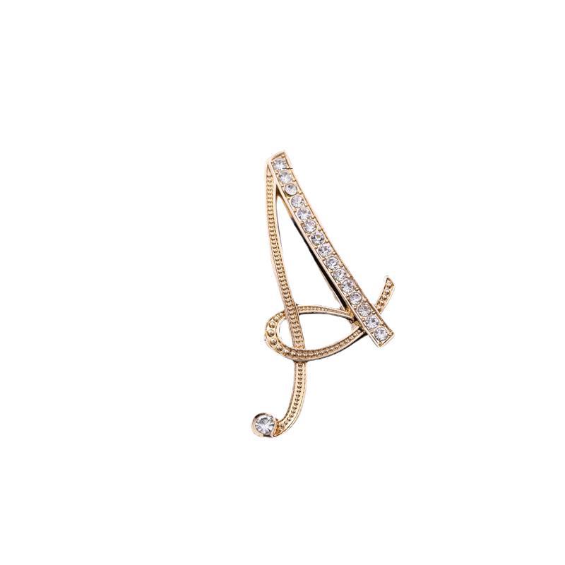 Bros Huruf Versi Korea Berlian Imitasi Atmosfer Elegan Pin Alloy Berlian Berkelas Brooch