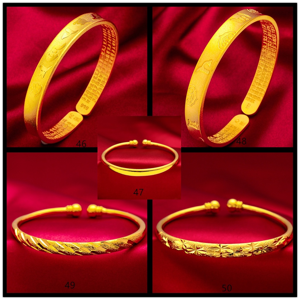 Goldkingdom Aksesoris Perhiasan Fashion Ready Stock Berlapis Emas Push-pull Gelang Manik Emas Kecil Ringan Mewah Dan Minimalis Untuk Membawa Keberuntungan Dan Rejeki