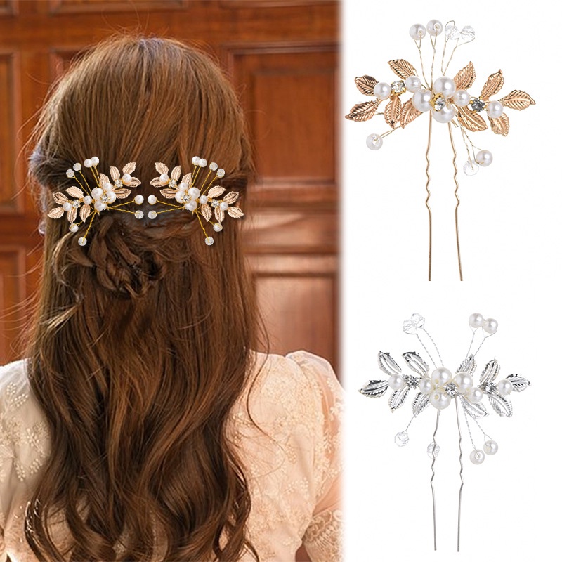 Mutiara Imitasi Elegan Bridal Hair Stick Hairpin/Bunga Kristal Halus Rambut Garpu Hiasan Kepala Aksesoris Pesta Pernikahan Festival