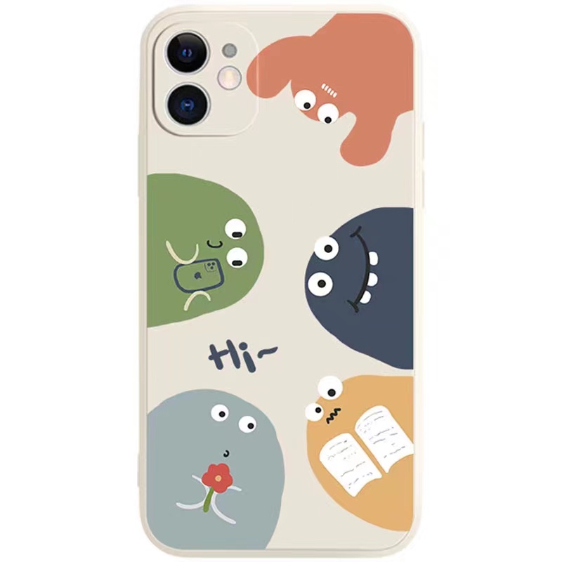 IPHONE Ins Pola Animasi Cocok Untuk Iphone14 14pro 14plus 13 13pro 13prm iPhone12 7Plus 8Plus Xr XS 13 Pro Max Empat Sudut Casing Ponsel Tahan Guncangan