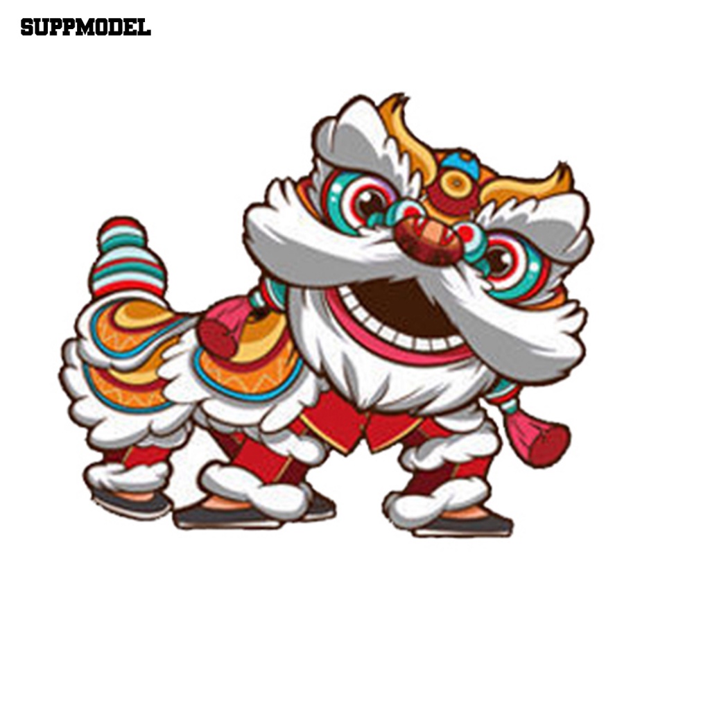 Suppmodel Stiker Dekoratif Ramah Lingkungan Untuk ATV Pasang Nasional Lion Dance Stiker Mobil Pola Indah