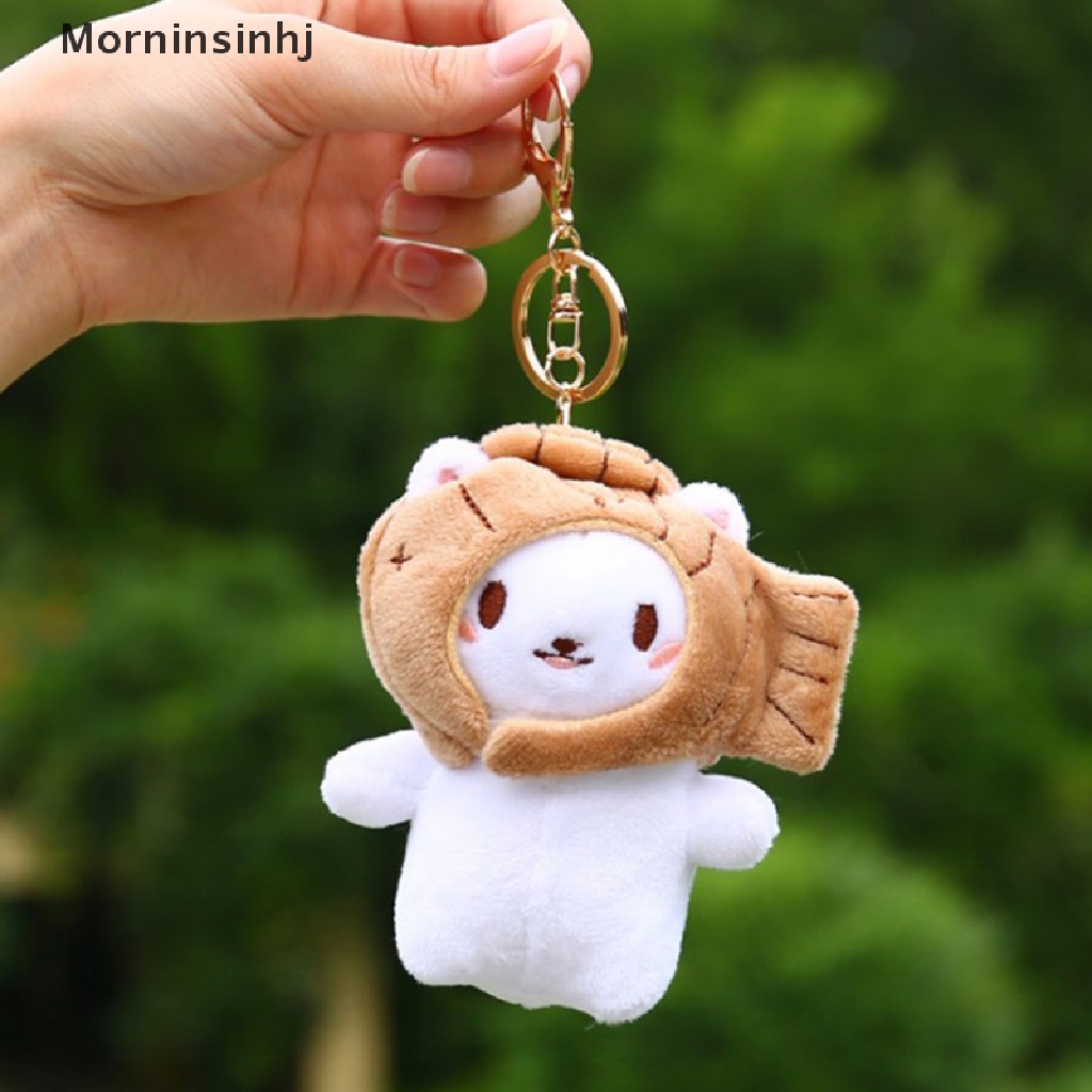 Mornin 1pc Panda Kecil Mewah Taiyaki Ikan Lucu Gantungan Kunci Mainan Lembut Plushie Keychain id