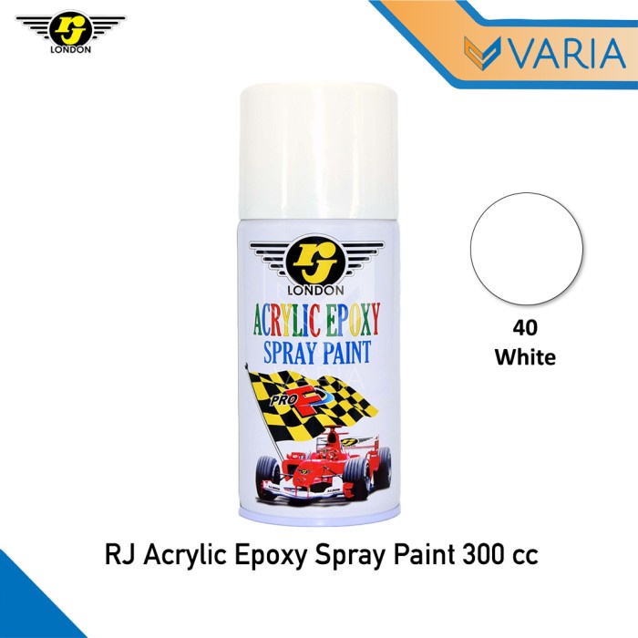 RJ London Acrylic Epoxy Spray Paint 300 cc White 40 Cat Semprot Putih