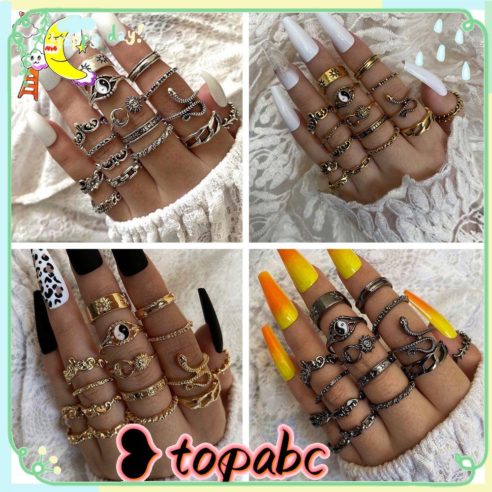 Top 16Pcs/Set Cincin Set Baru 16Pcs/Set Rock Punk Boho Vintage Aksesoris Tangan