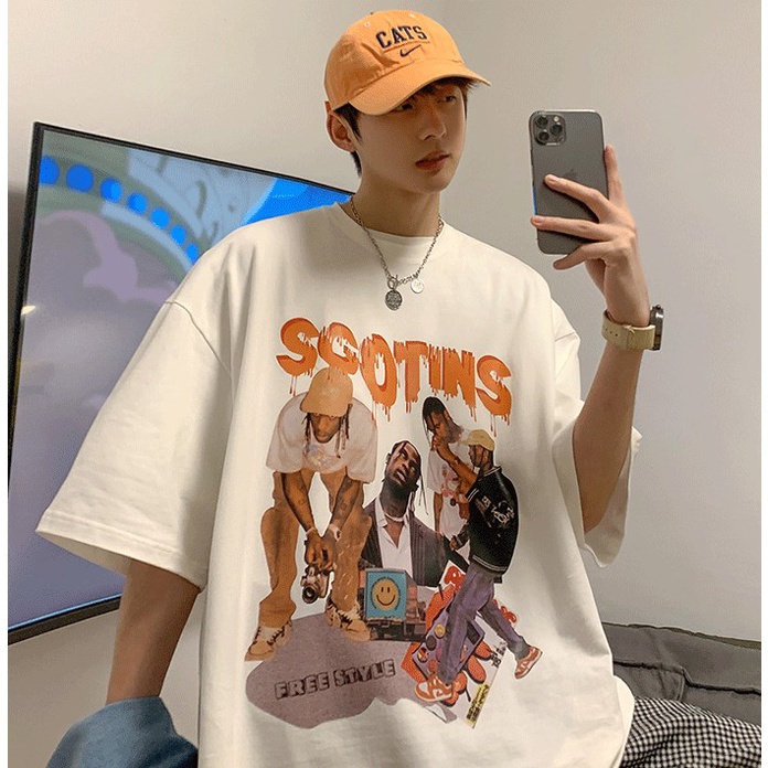 HETINGHOME FASHION CASUAL CASUAL CASUAL COUPLE'S SHORT-SLEEVED T-SHIRT KAOS OVERSIZED KOREAN 3/4SLEDOVED KAOS PRIA BAJU OVERSIZE PRIA