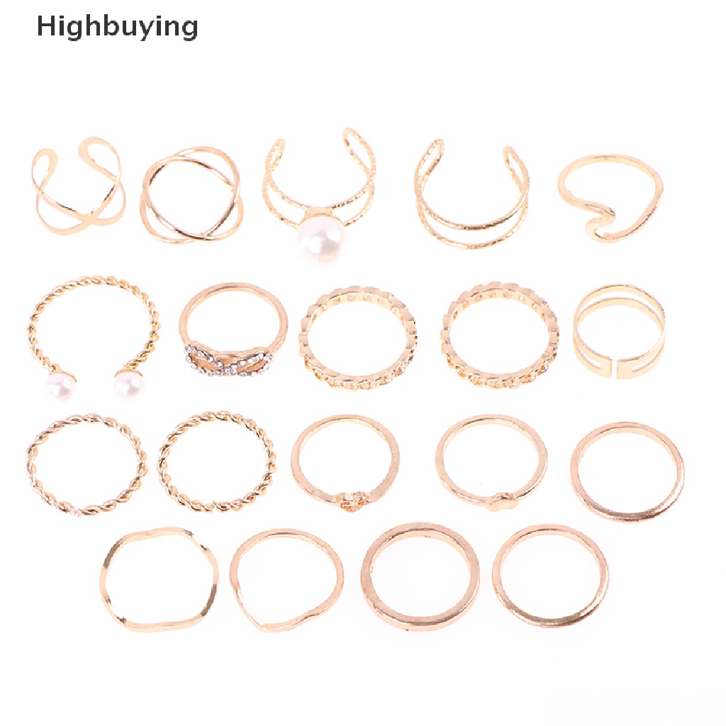 Hbid 18Pcs/set Cincin Kepribadian Fashion Wanita Hadiah Perhiasan Glory
