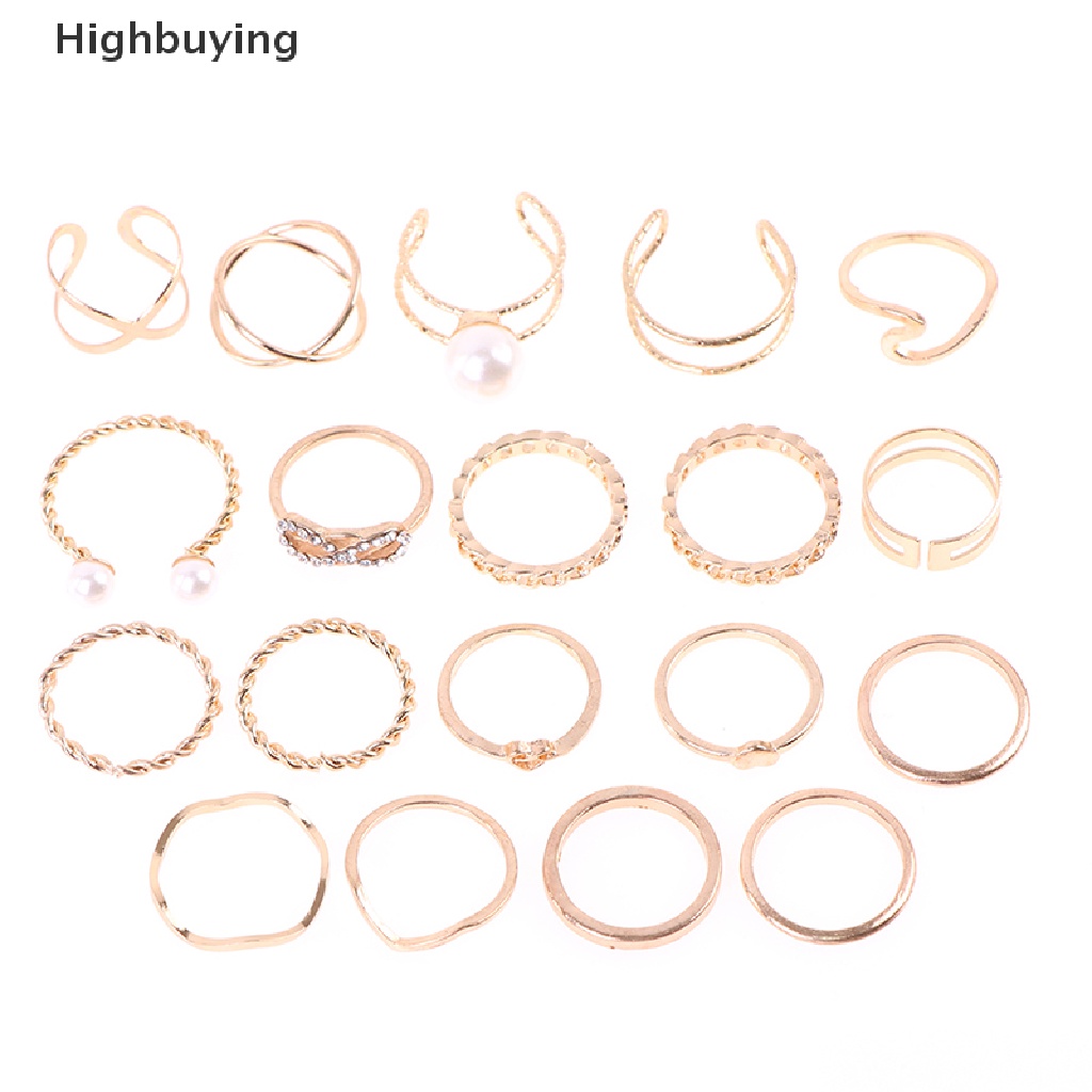 Hbid 18Pcs/set Cincin Kepribadian Fashion Wanita Hadiah Perhiasan Glory