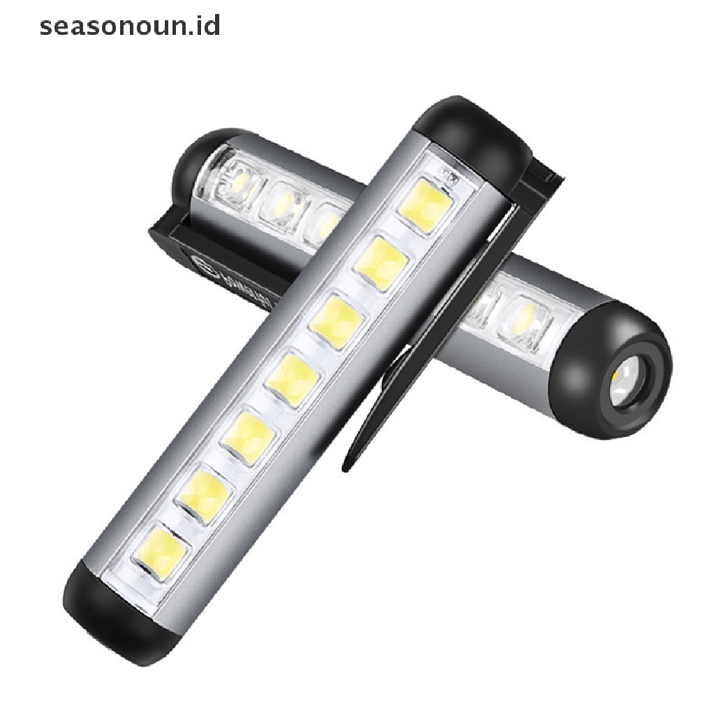 Seasonoun Senter Mini LED Rechargeable Dengan Clip Magnet Work Light Flashlight.