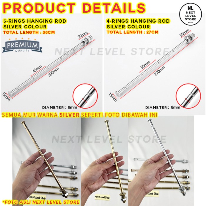 Hanging Rod Hook Lubang Cantolan Baju Bra Underwear Wall Hole Pillar