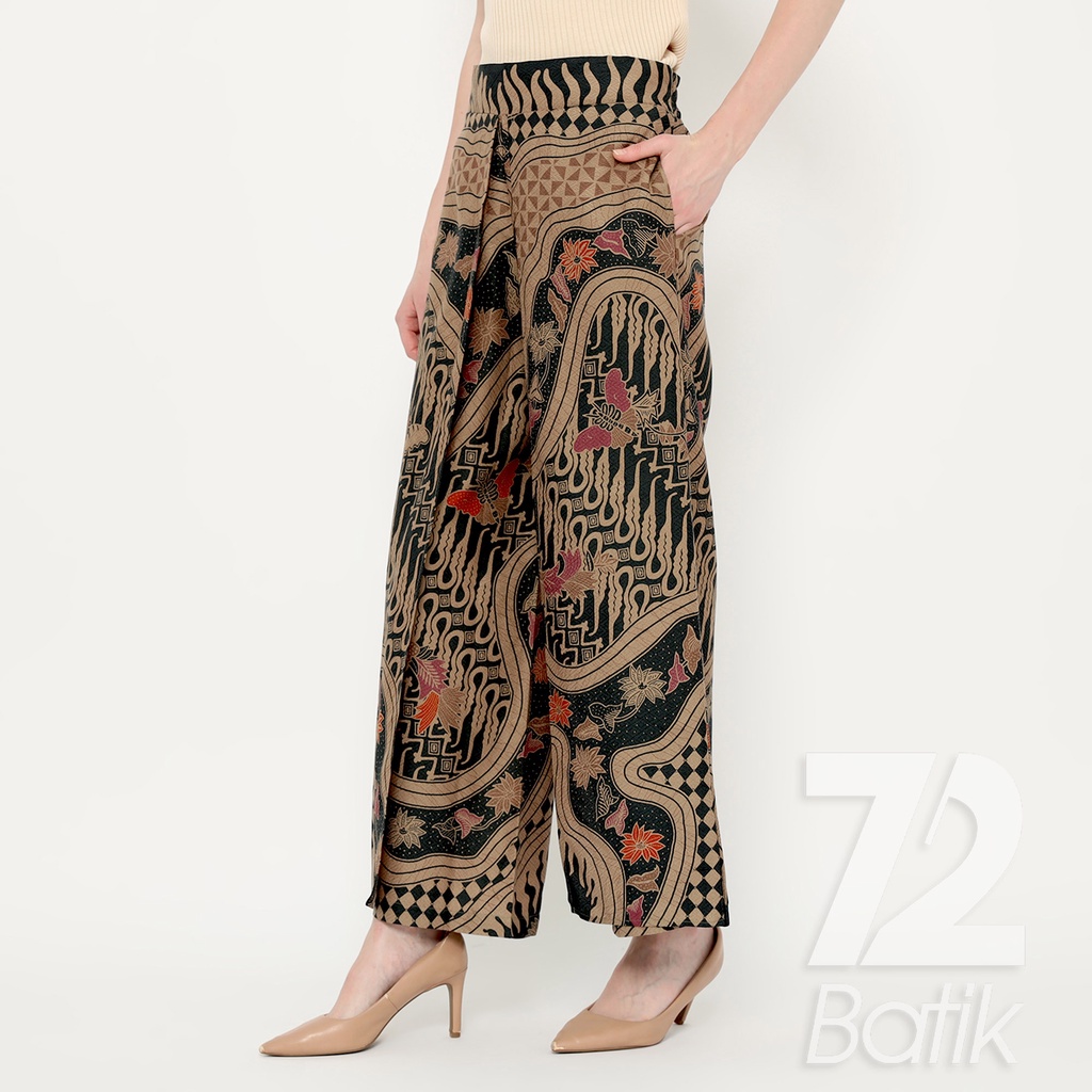 CELANA KULOT BATIK Premium Motif Sungai Kupu Warna Hitam 723188 Cap 72 -  Layer Lawasan Celana Tumpuk Kerja Kantoran Bawahan Kebaya