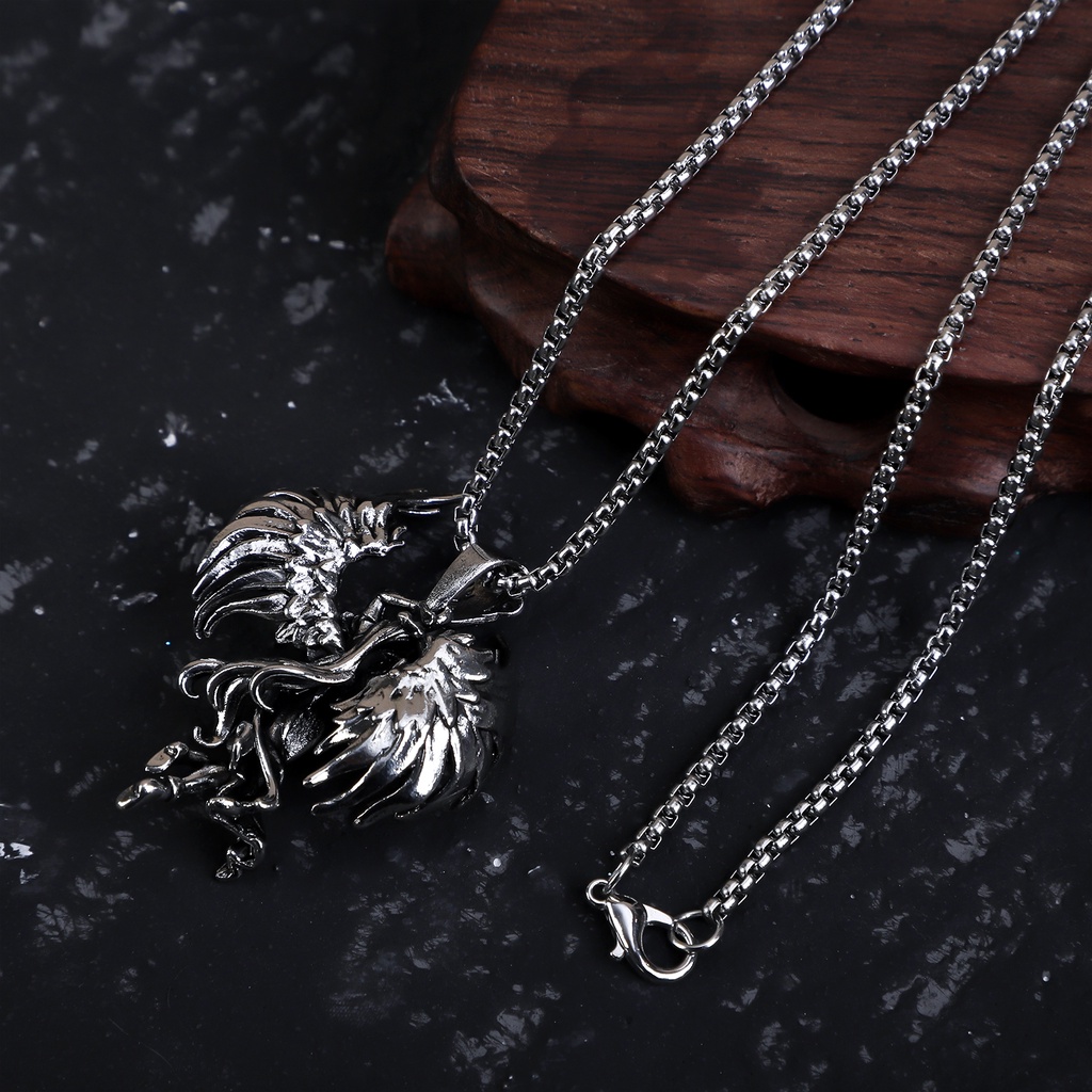 Desain Kreatif Succubus Malaikat Liontin Kalung Pria Dan Wanita Tren Fashion Punk Aksesoris Jalan