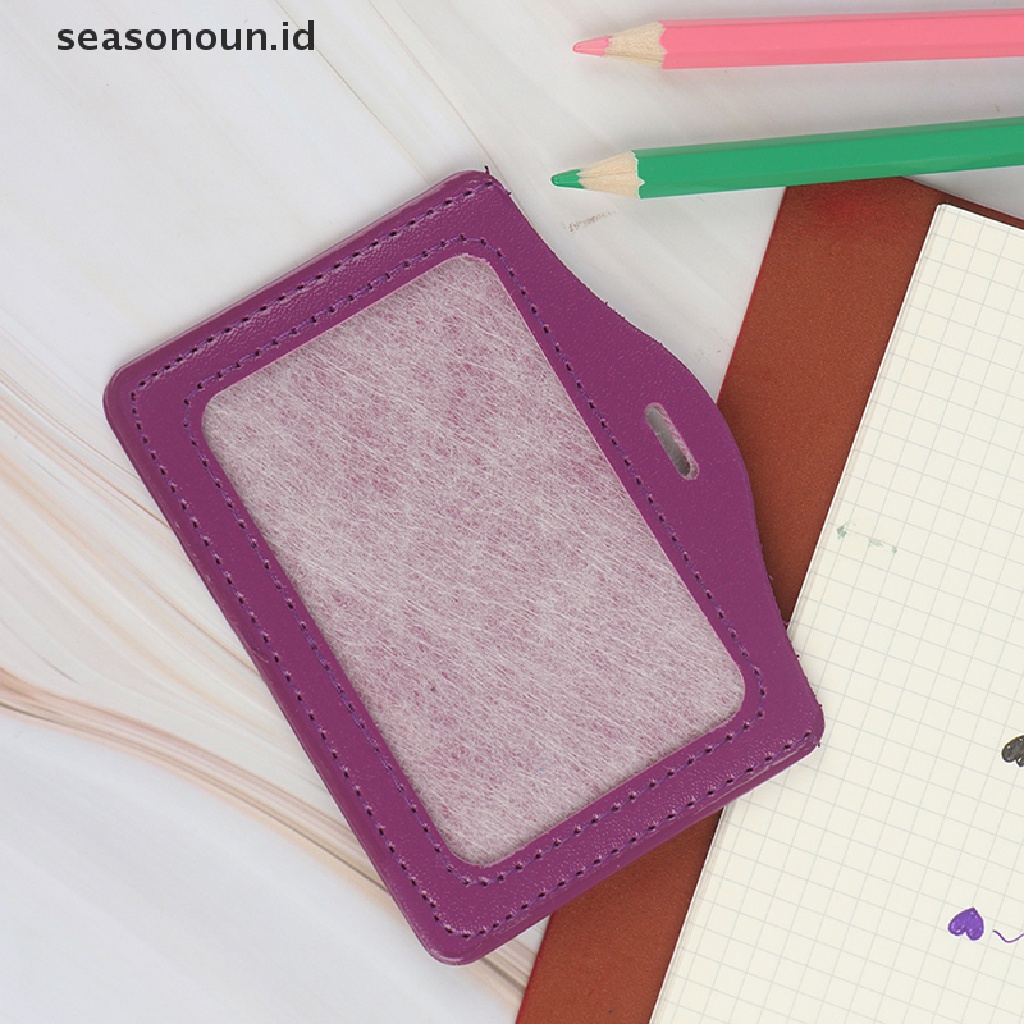 Seasonoun 1Pc PU Card Case Holder multicolour Portable String Fashion Identitas Badge.