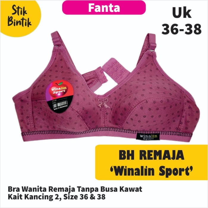 BH/BRA SPORT WANITA BINTIK TANPA BUSA DAN KAWAT UK 36 PINK FANTA - PINK FANTA