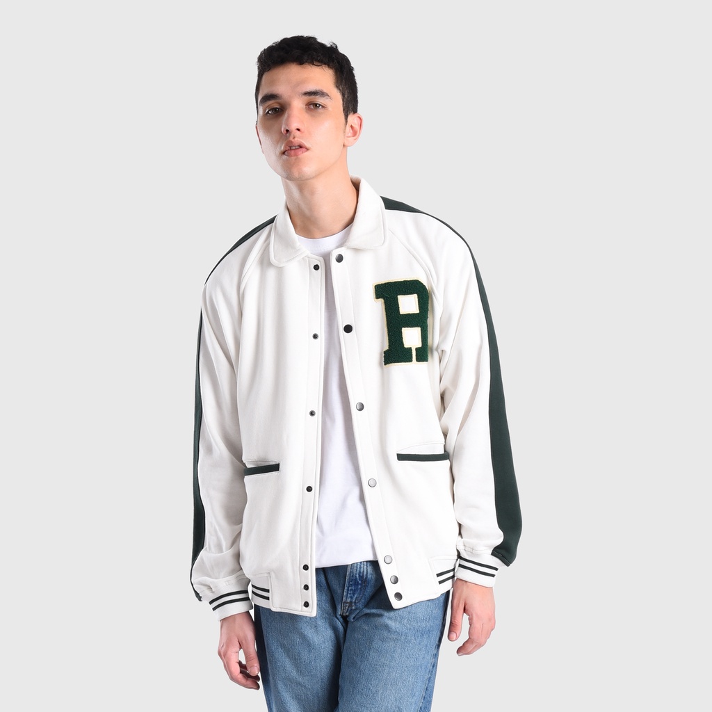 Roughneck VB012 Off White Holographic Varsity Jacket