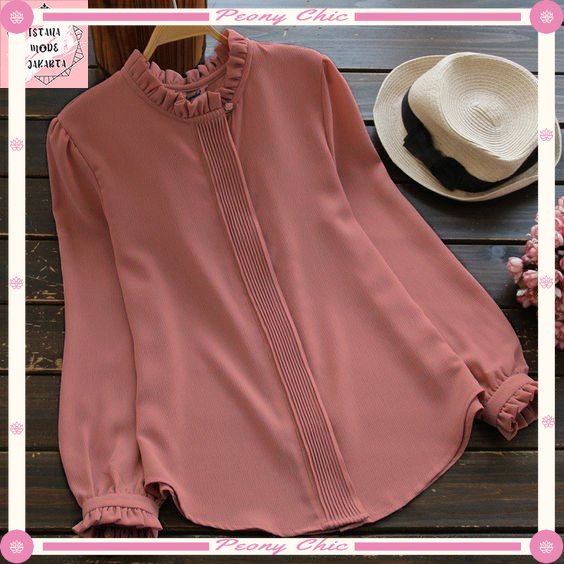 POTONGAN HARGA FASHION PREMIUM MURAH / IMJ Lilac Blouse Premium Baju Atasan Wanita Lengan Panjang