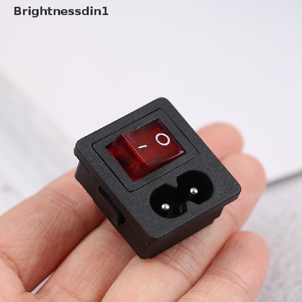 [Brightnessdin1] Stop Kontak Colokan inlet Kabel Listrik Dengan Saklar rocker switch Lampu Merah ON-OFF 250V 10A Butik