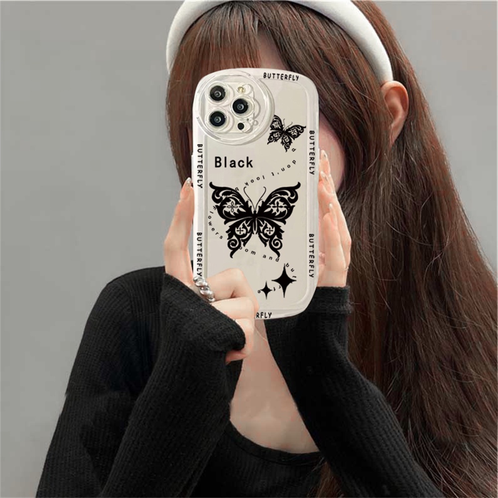 Case Realme 10 C35 C33 5 5i 6i C3 C35 C21Y C25Y C21 RealmeC11 C11 2021 C25 C15 C12 C2 Garland Kupu Dan Kupu Gelap TPU Silicone Cover