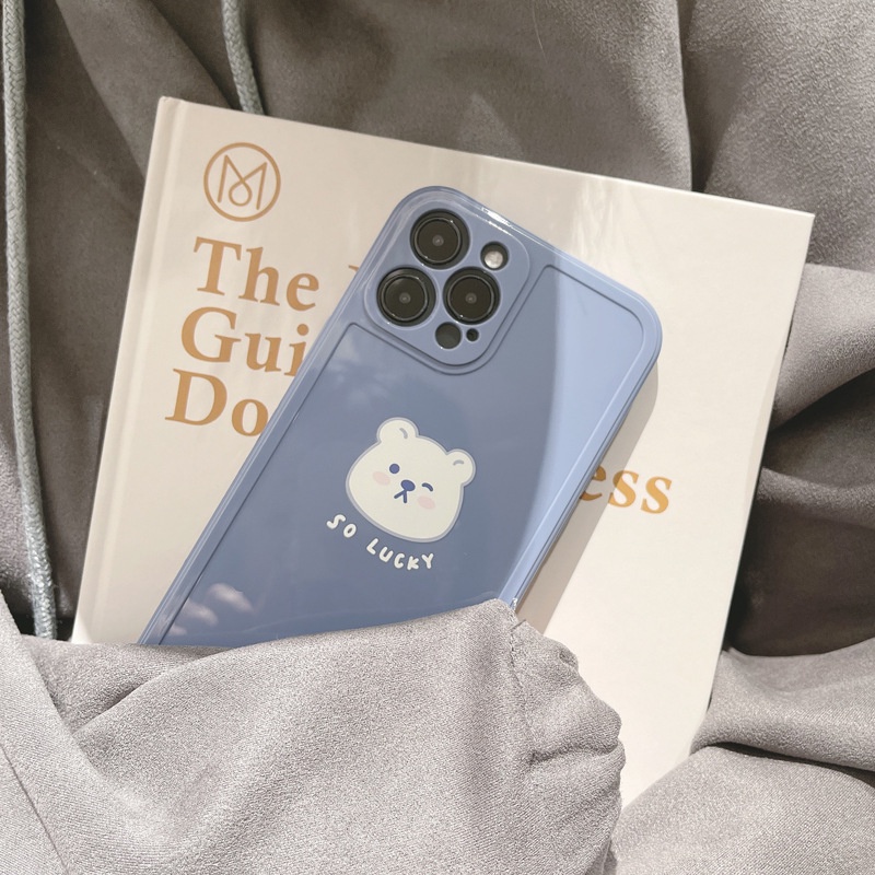 Photo frame Soft Case for iPhone 7 8 14 Plus 7+ 8+ X XR SE 2020 XS Max 11 12 13 Pro Max Lens Protect Gray Grey White Bear Cute