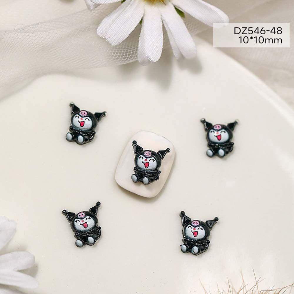 Agustinina Kartun Dekorasi Kuku Lucu Resin Kelinci Kuromi Kitty Kucing Strawberry Bear Manicure Aksesoris 3D Nail Art Drills