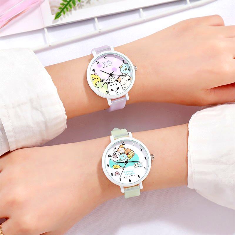 Jam Tangan Perempuan Wanita Luminous Strap anak menonton Big Dial Cute Cartoon Quartz Watch