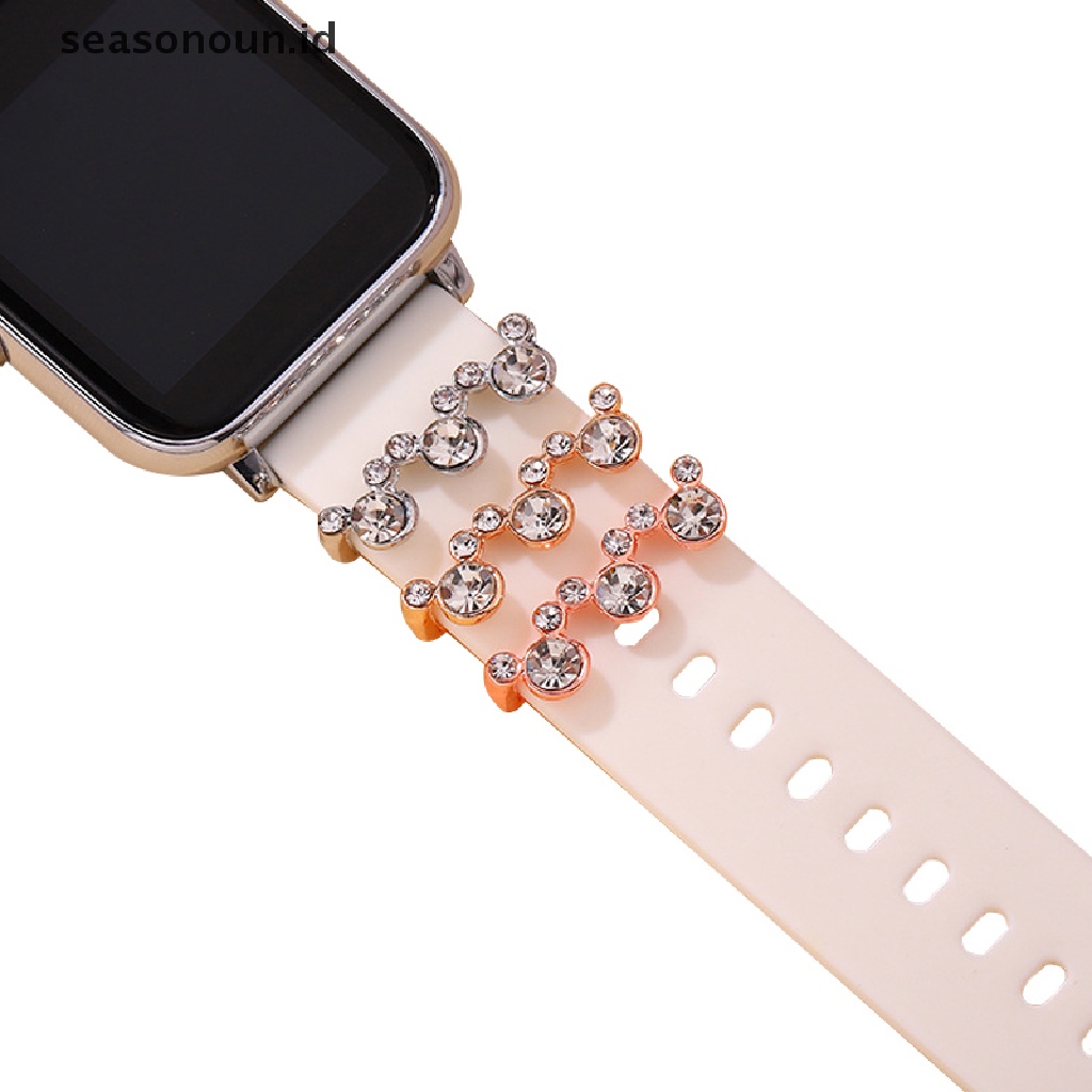 Seasonoun Gelang Jam Hias Charm Kartun Pesona Bulat Untuk Gelang Aksesoris Silikon.