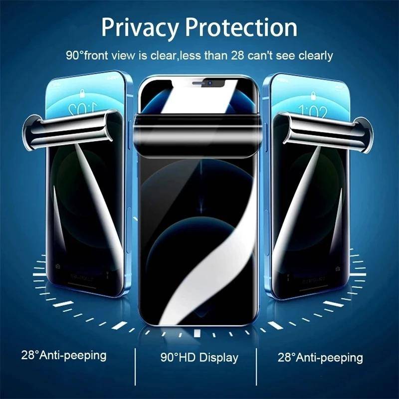 Film Hydrogel Anti spy Untuk Iphone14 13 12 11 Pro MAX Plus Pelindung Layar Privasi Mini Untuk iPhone 7 8 6 6S Plus SE 2022 2020 14Plus 13Mini 12Mini Bukan Kaca