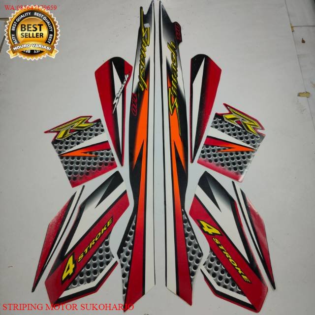 (ORI) striping suzuki smash 110 r 2007 hitam merah body standar KUALITAS ORIGINAL