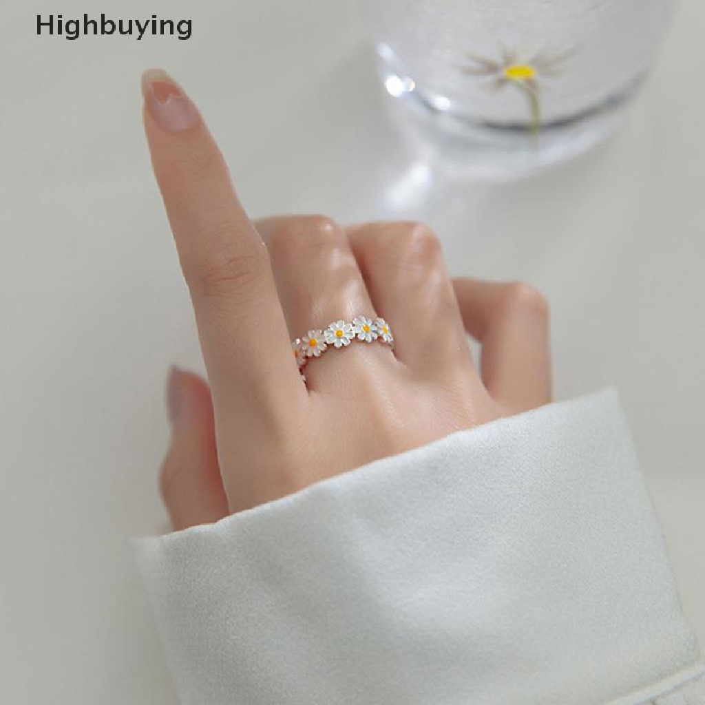 Hbid Vintage Daisy Flower Rings Untuk Wanita Lucu Bunga Cincin Adjustable Terbuka Jari Cincin Pernikahan Pertunangan Cincin Tren Perhiasan Perempuan Glory