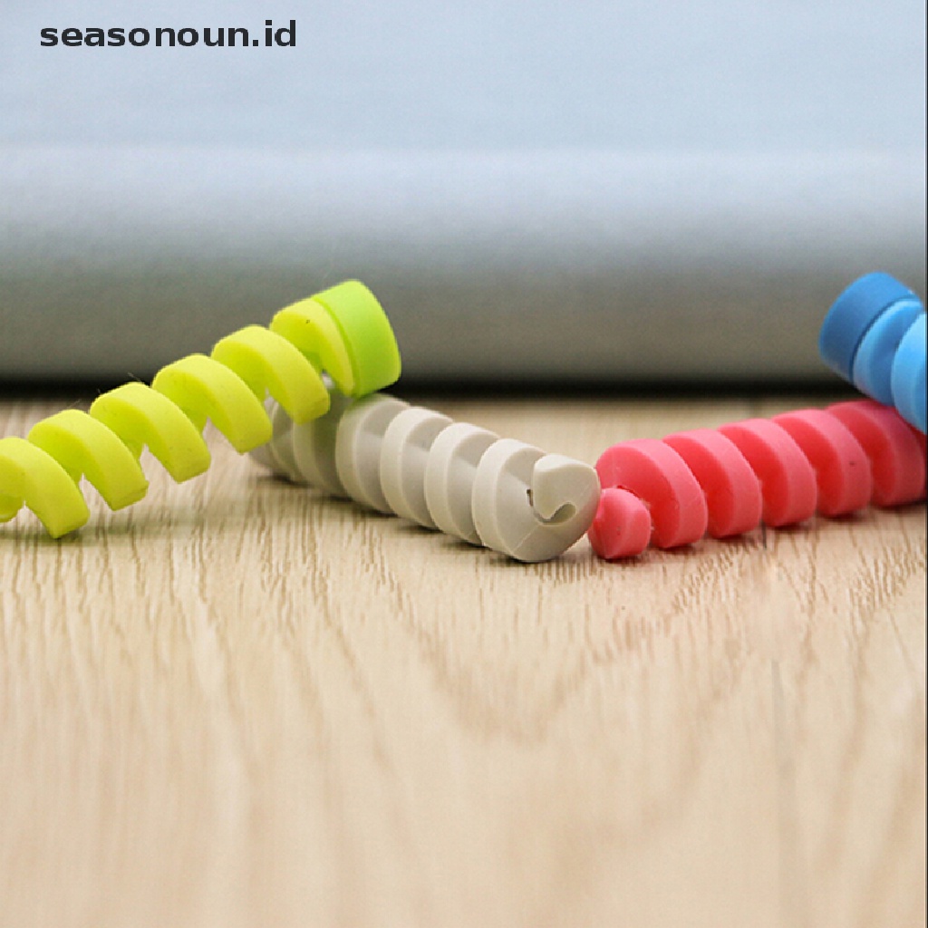 Seasonoun 4Pcs Pelindung Kabel bobbin winder data line case Tali spring twine protection.