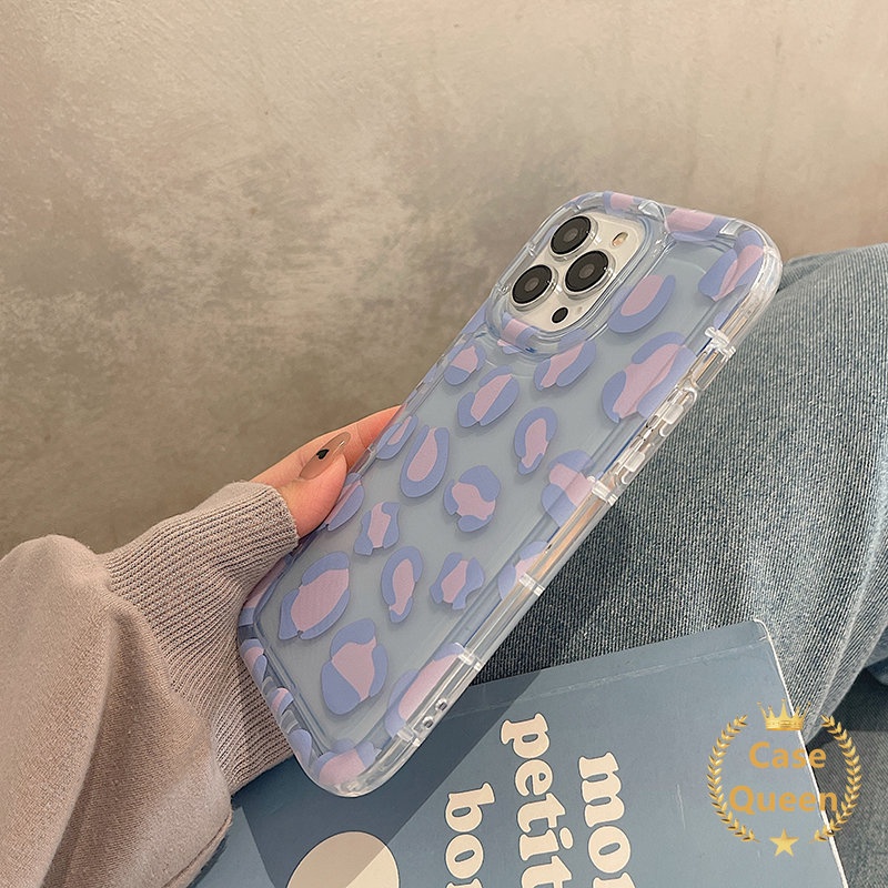 Shockproof Airbag Silicon Ins Fashion Ungu Leopard Print Casing Redmi Note 11s 9 11 10 10s Note10s Note11 Note9 Note10 Redmi 10A A1 10 9C NFC 9T 9A Casing TPU Lembut Transparan