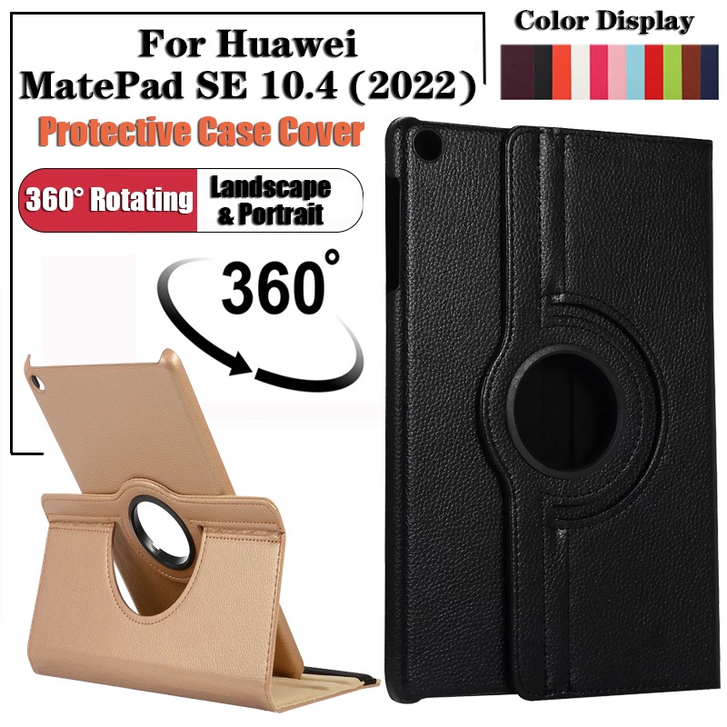 Untuk Huawei MatePad SE 10.4 (2022) AGS5-L09 AGS5-W09 Mate Pad SE 10.4-inch Fashion Tablet Skins Protection Cover360 SE SE° Rotating Stand Casing Folio Flip Casing Kulit PU