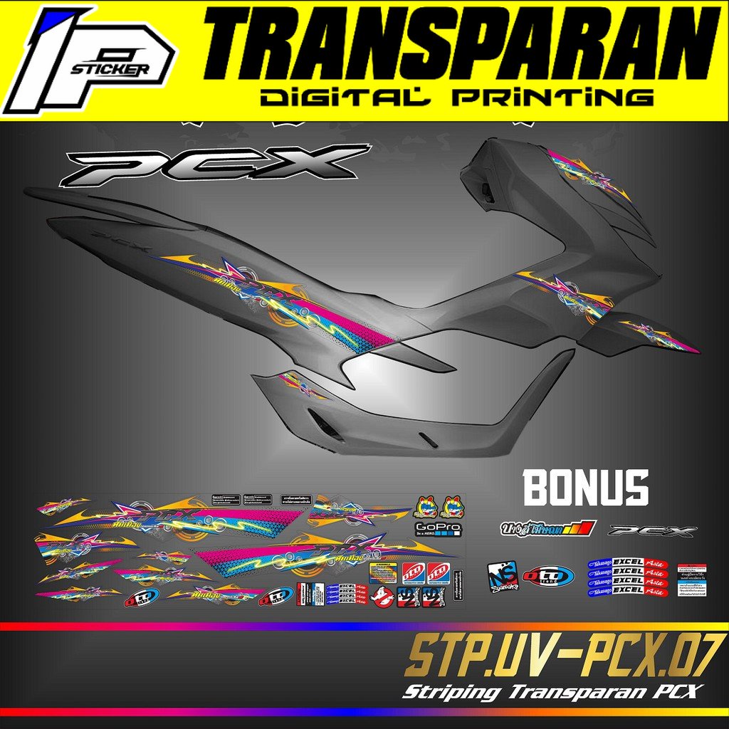 Stiker / Sticker Striping Variasi Motor PCX Stiker Motor Variasi Transparan / UV THailook 007