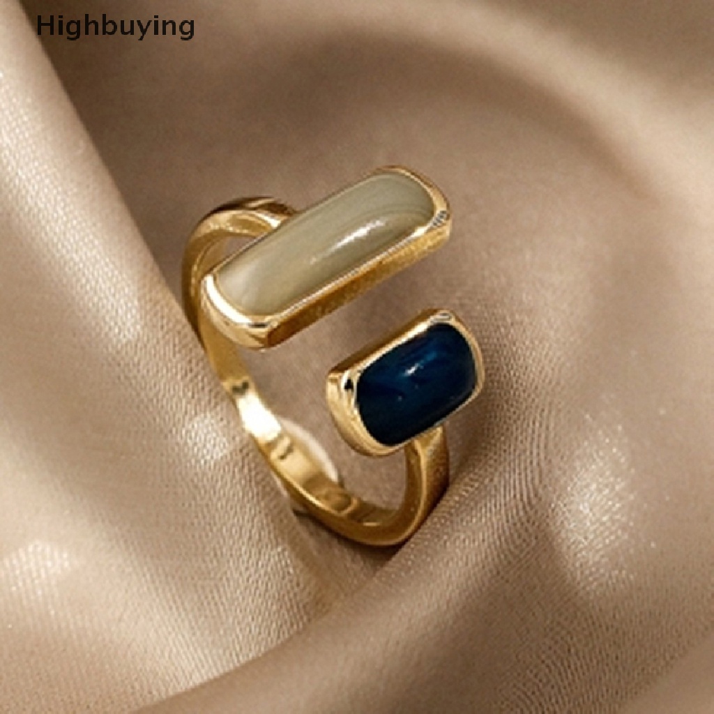 Hbid Vintage Fashion Batu Opal Pernikahan Open Adjustable Stamp Cincin Perak Untuk Perhiasan Wanita Glory