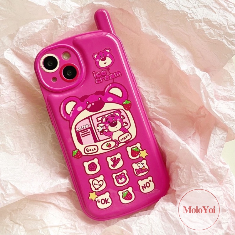 IPHONE Kartun Lucu Strawberry Bear Manyo Case Kompatibel Untuk Iphone14 11 13 12 Pro MAX XR 7Plus 8Plus 78 Plus X XS MAX Kepribadian Retro Kreatif Bentuk Ponsel Seluler Soft Phone Cover