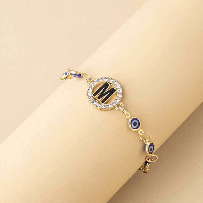 Wanita Biru Evil Eye Rantai Perak Adjustable Huruf Gelang Vintage Turki Evil Eye Charm Wristband Bracelets